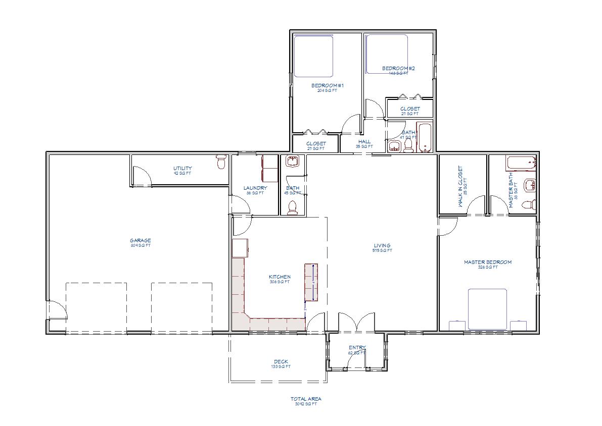 Custom home line drawing exterior